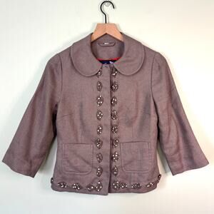 Boden Linen Blend Blazer, Size 4 Peter Pan Polka Dot
